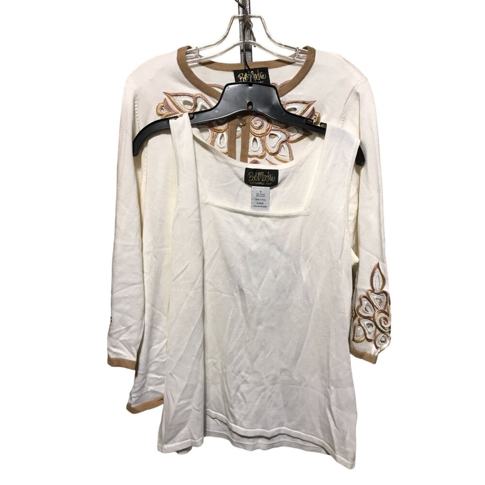 Bob Mackie 2 Pc. Womens Twin Set 3/4 Length Sleeves Size Medium